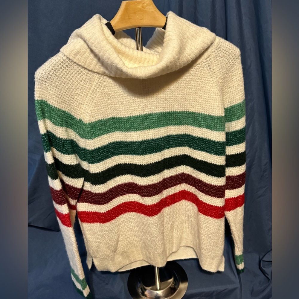 Lou & Grey Cream Sweater with Colorful Stripes